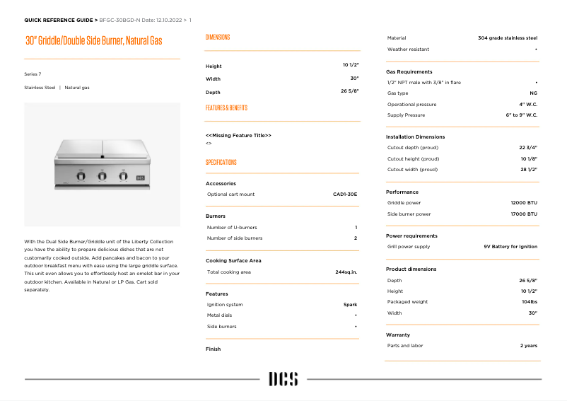 Página 1 del manual Manual de usuario DCS BFGC-30BGD-N