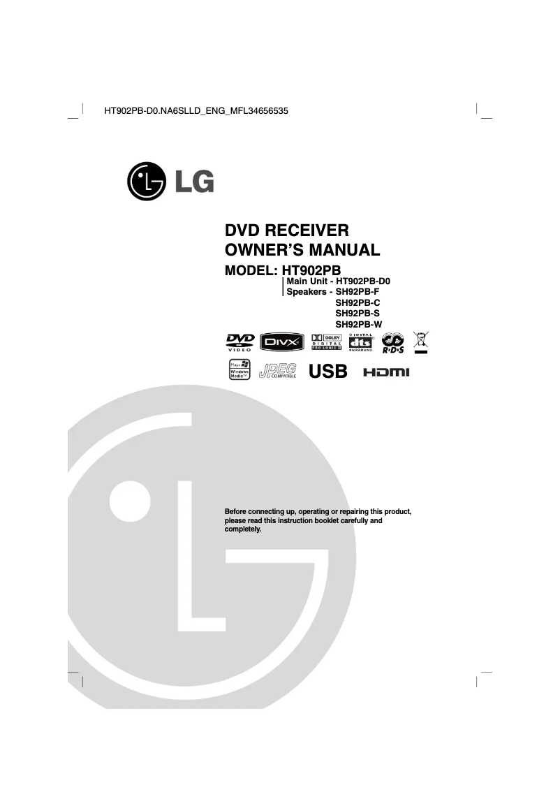 Page 1 de la notice Manuel utilisateur LG HT902PB-D0