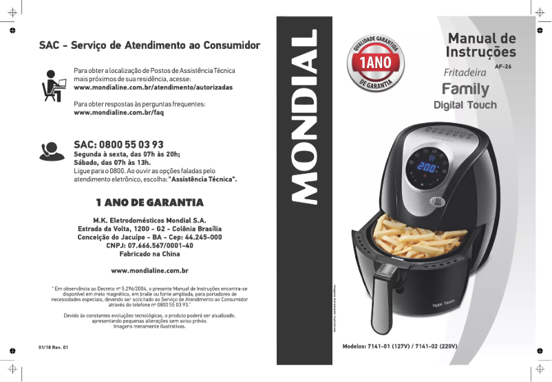 Page 1 de la notice Manuel utilisateur Mondial Family Digital Touch AF-26