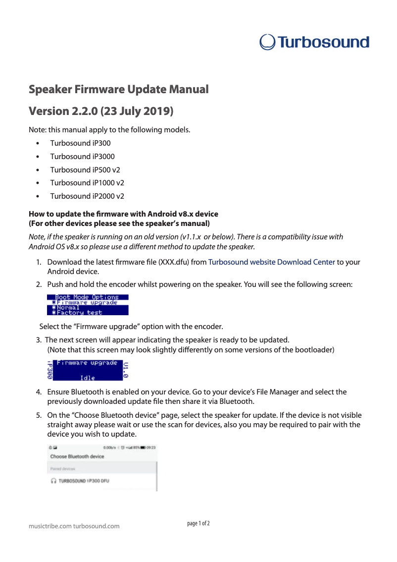 Página 1 del manual Manual de instrucciones Turbosound iNSPIRE iP300