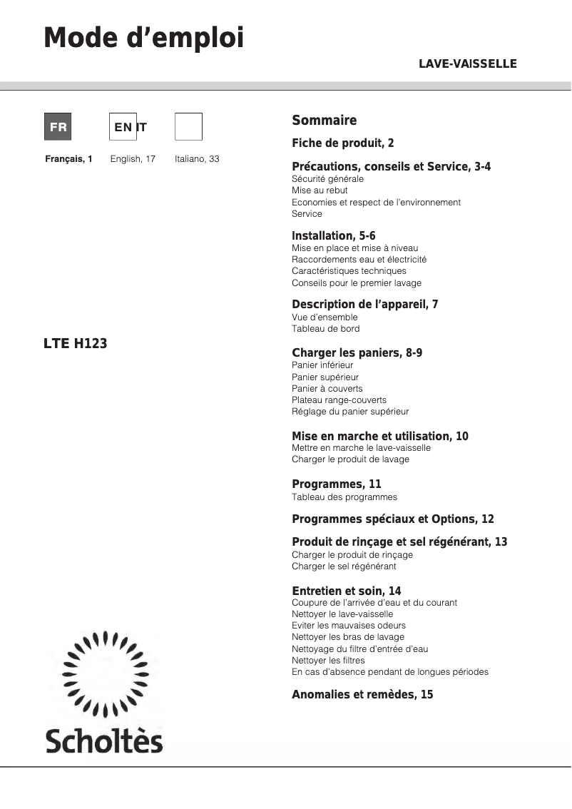 Image de la première page du manuel de l'appareil LTE H123