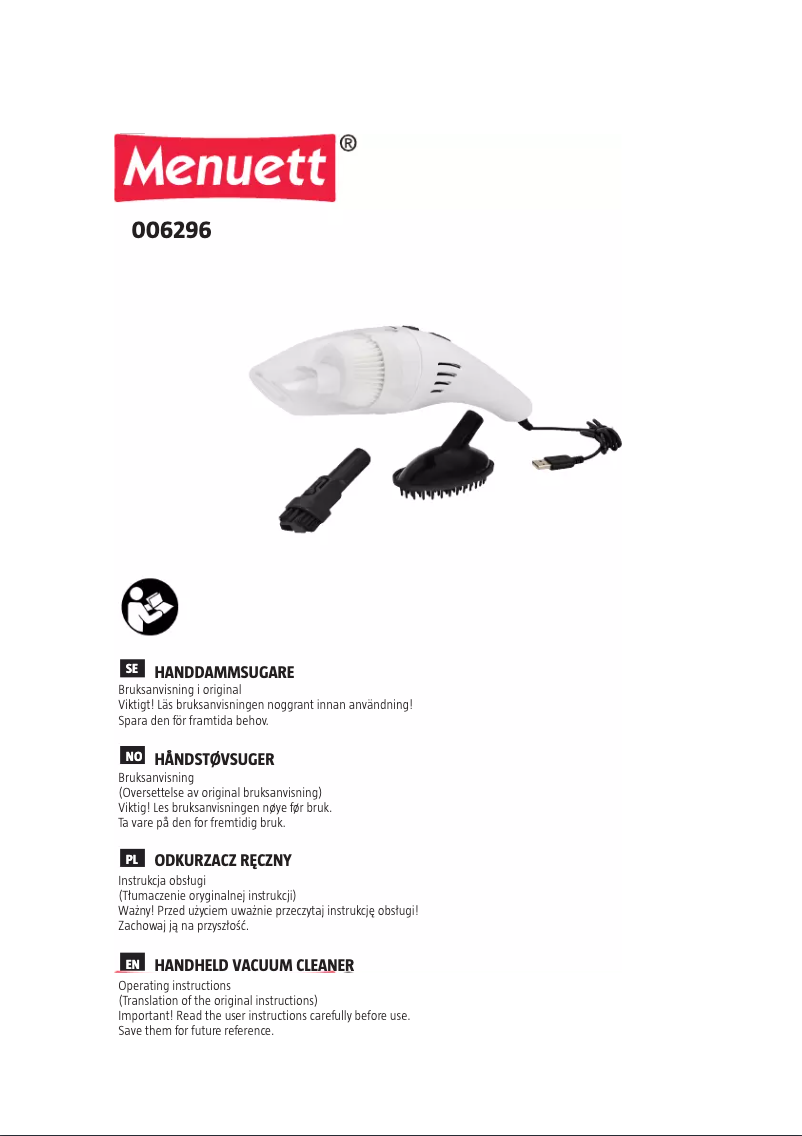 Página 1 del manual Manual de usuario Menuett 006-296