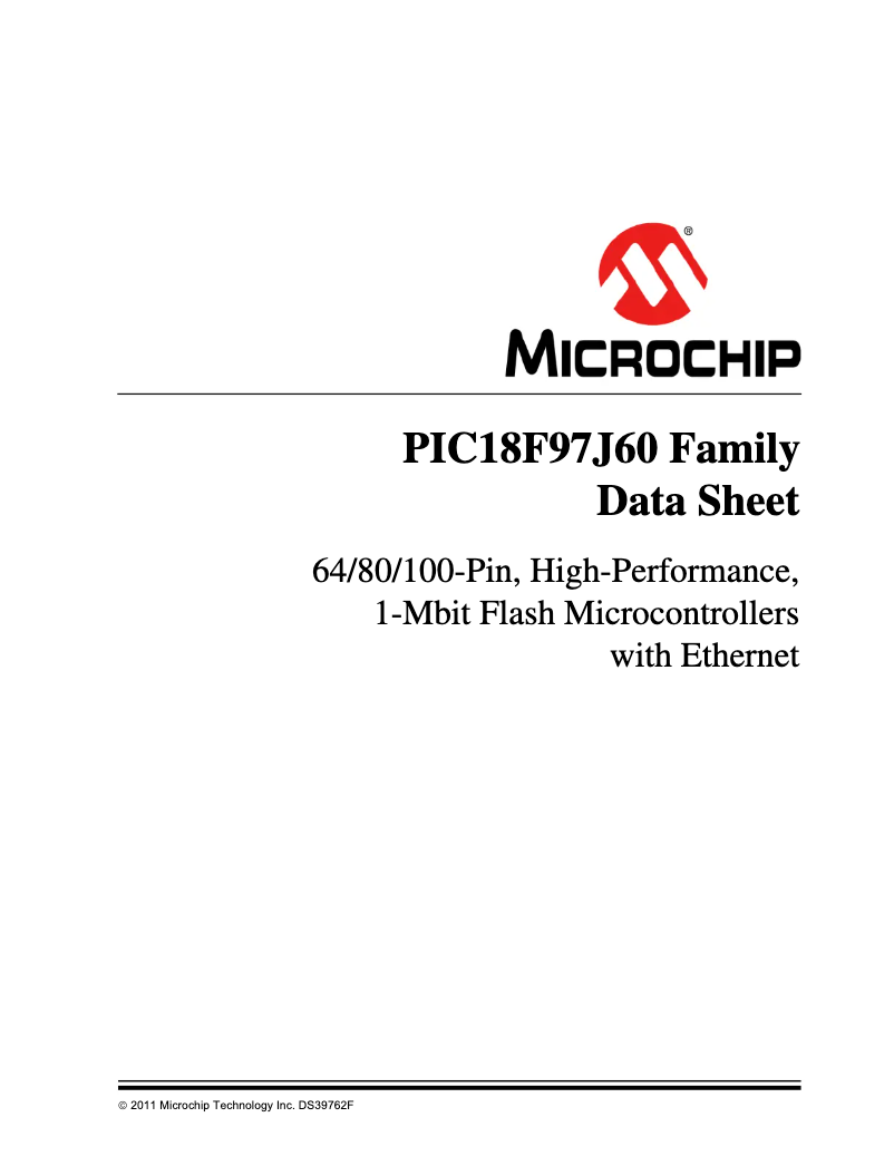 Página 1 del manual Ficha técnica Microchip PIC18F97J60