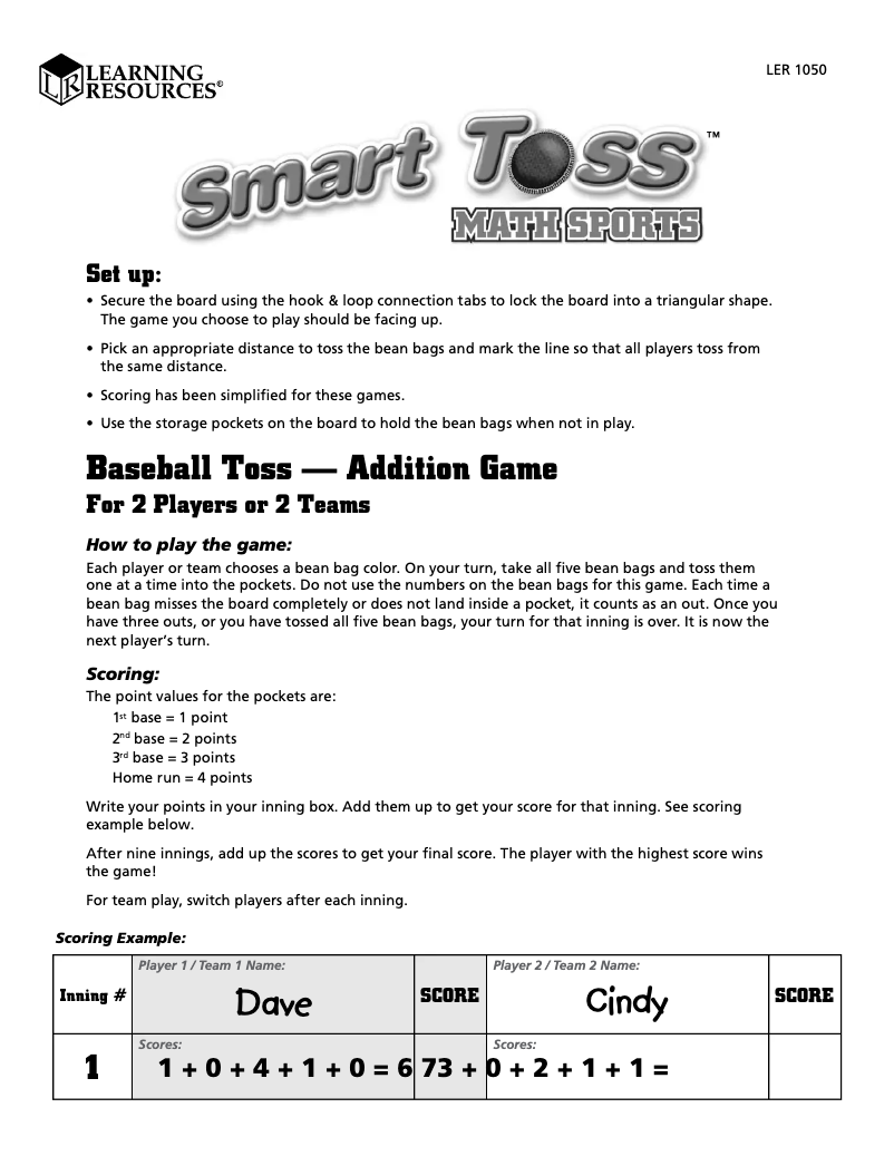 Page 1 de la notice Manuel utilisateur Learning Resources Smart Toss