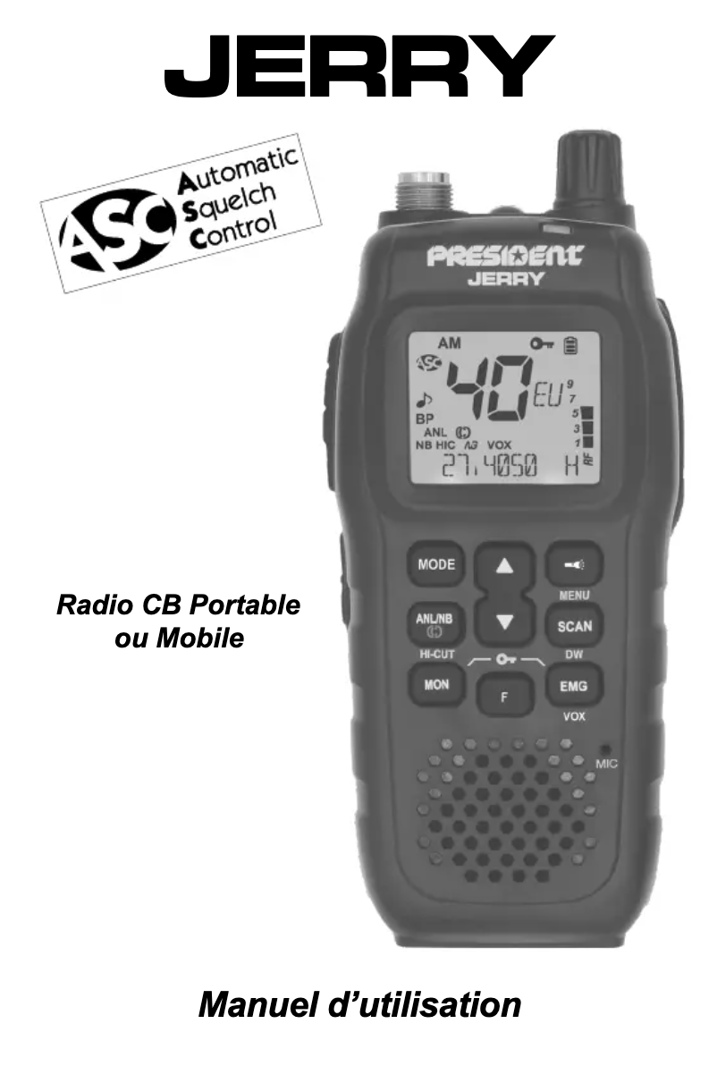 Page 1 de la notice Manuel utilisateur President JERRY