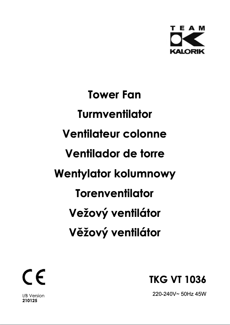 Page n°1 - Manuel utilisateur Kalorik TKG VT 1036