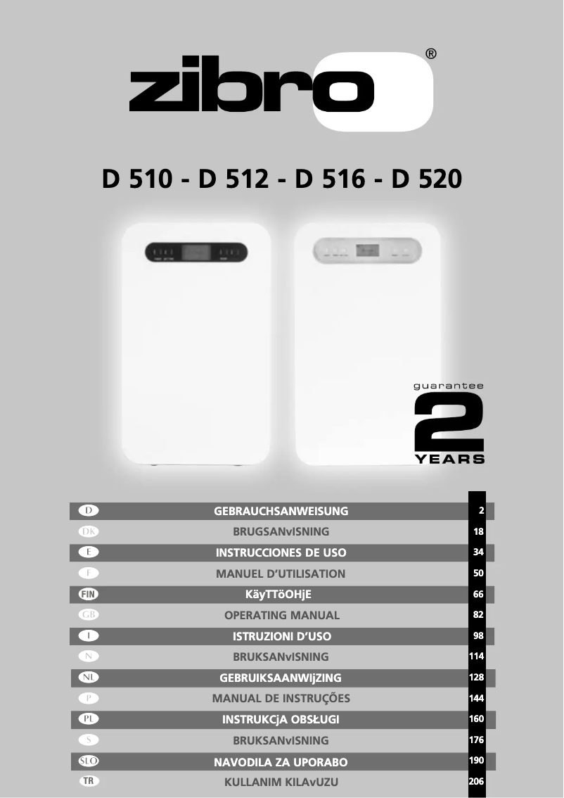 Page 1 de la notice Manuel utilisateur Zibro D 516