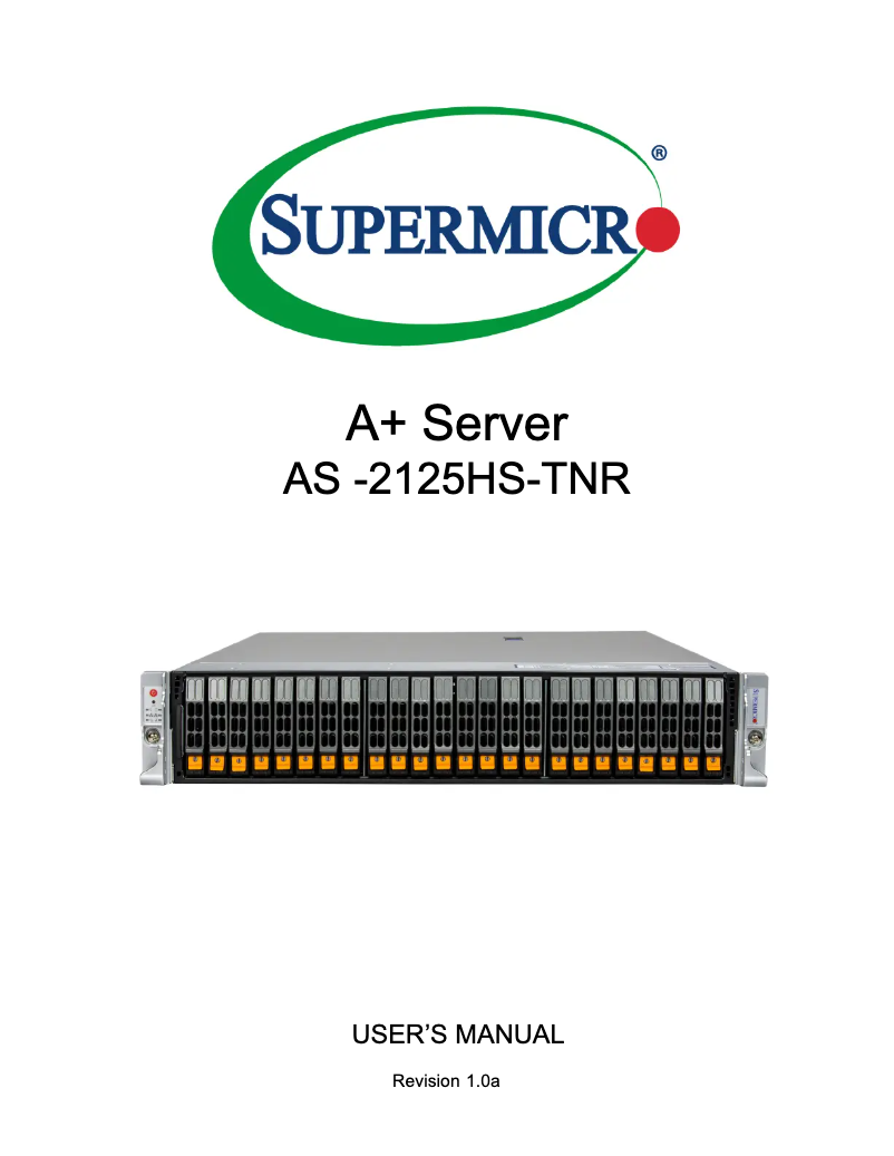 Page 1 de la notice Manuel utilisateur Supermicro SuperServer AS-2125HS-TNR