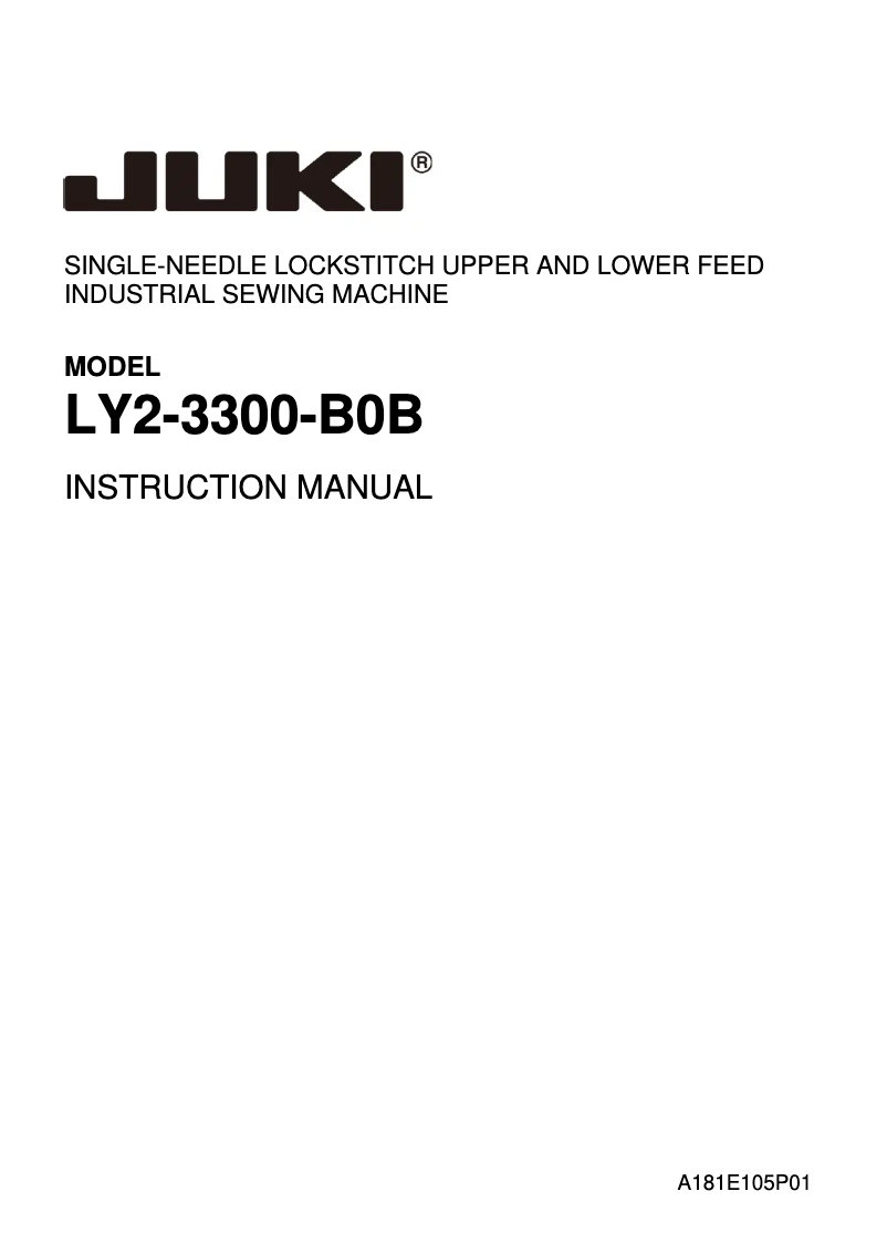 Page 1 de la notice Manuel utilisateur Juki LY2-3300-B0B