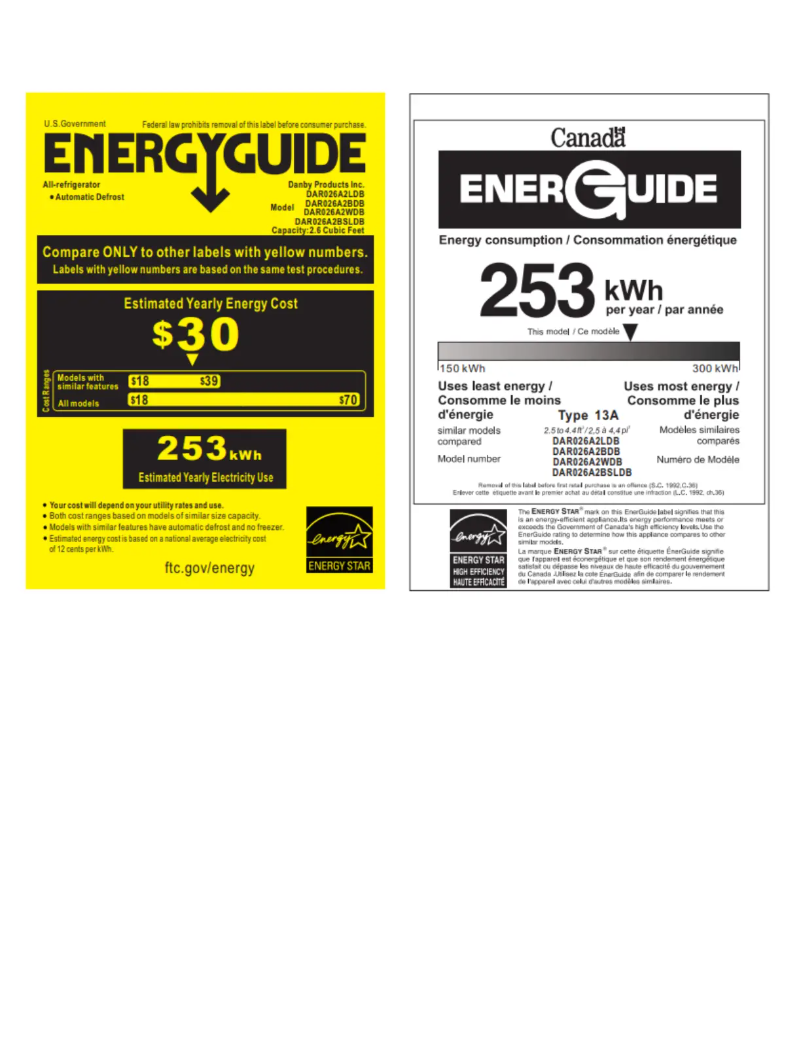 Page n°1 - Label énergétique Danby DAR026A2BSLDB