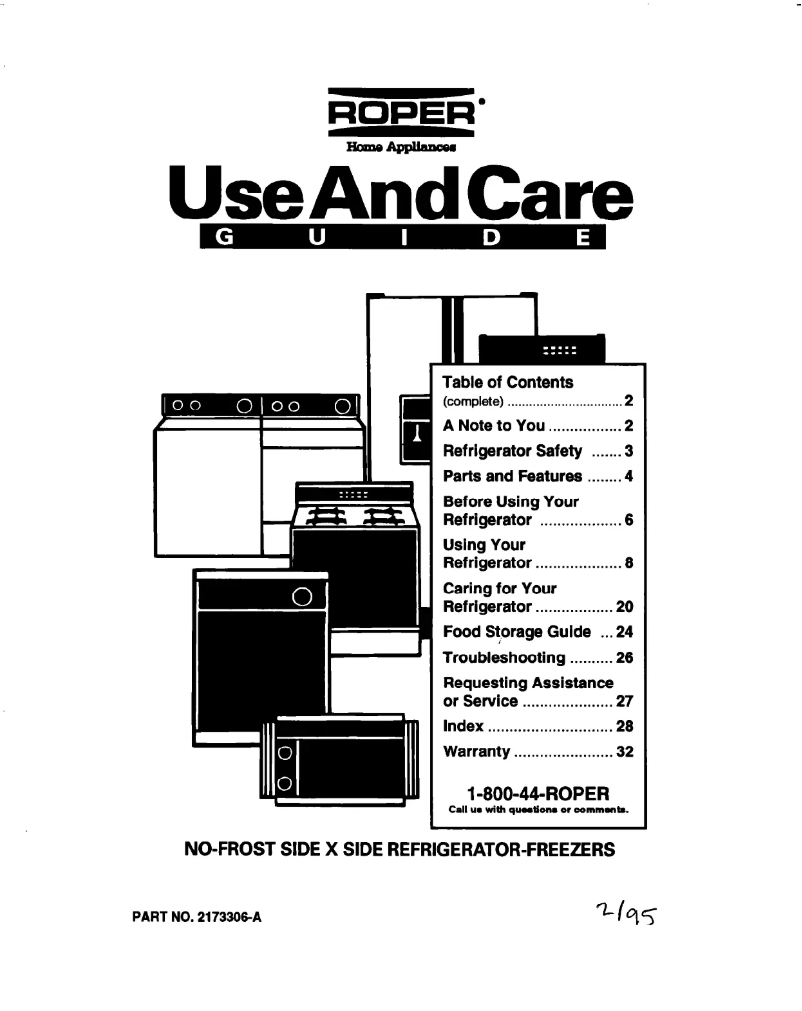 Page n°1 - Manuel utilisateur Roper RS20DKXDW00
