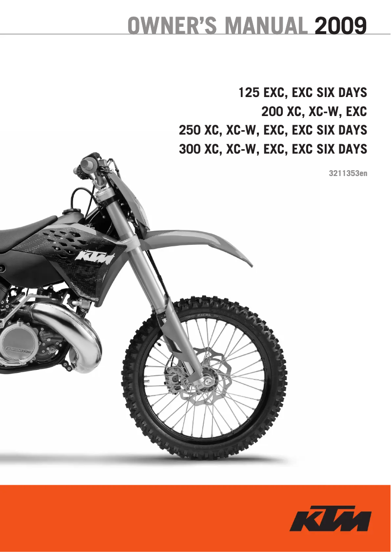 Page 1 de la notice Manuel utilisateur KTM 250 XC (2009)