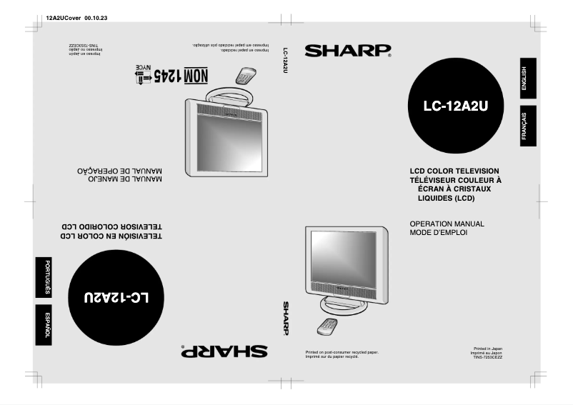Page 1 de la notice Manuel utilisateur Sharp LC-12A2E