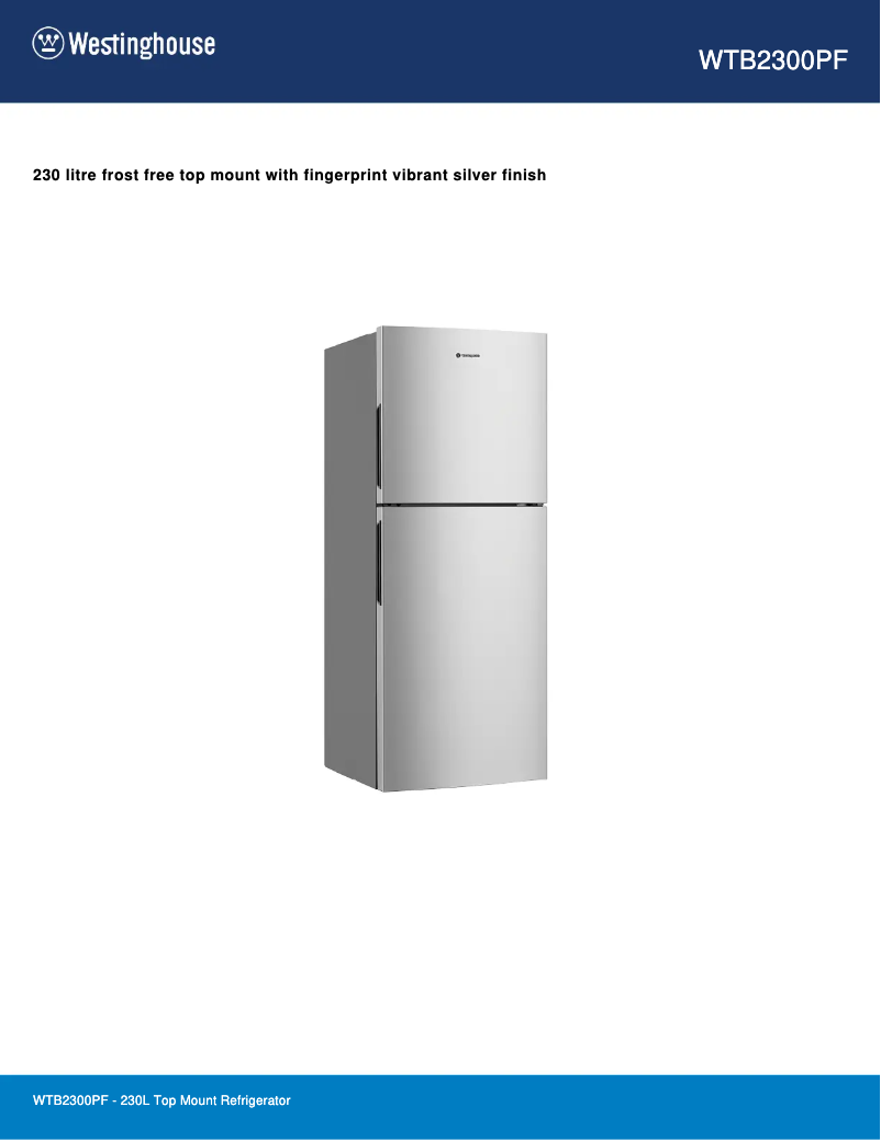 Page n°1 - Fiche technique Westinghouse WTB2300PF