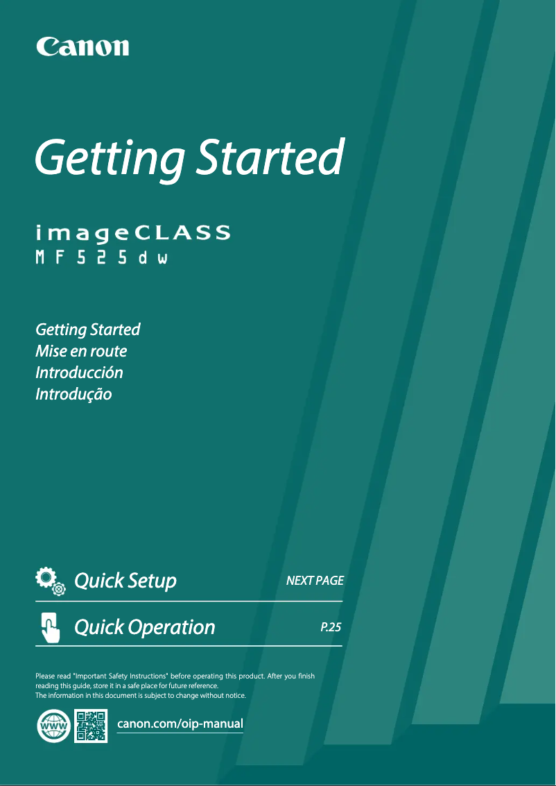 Image de la première page du manuel de l'appareil imageCLASS MF525dw