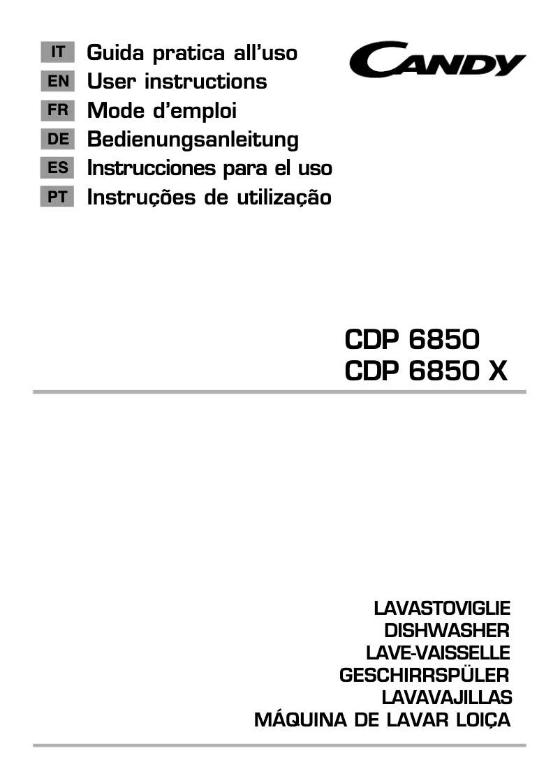Page 1 de la notice Manuel utilisateur Candy CDP 6850X