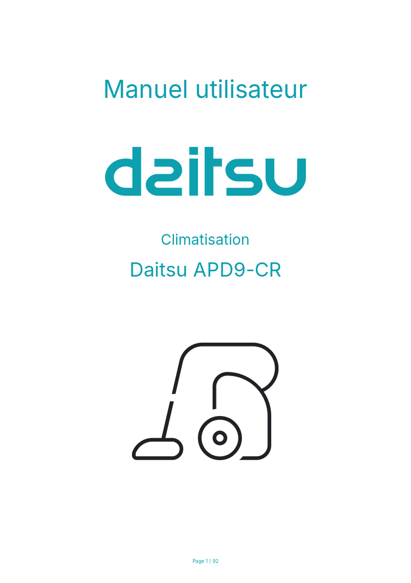 Image de la première page du manuel de l'appareil APD9-CR