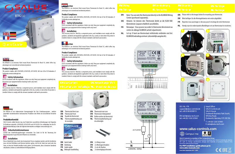 Page 1 de la notice Manuel utilisateur Salus BTR230