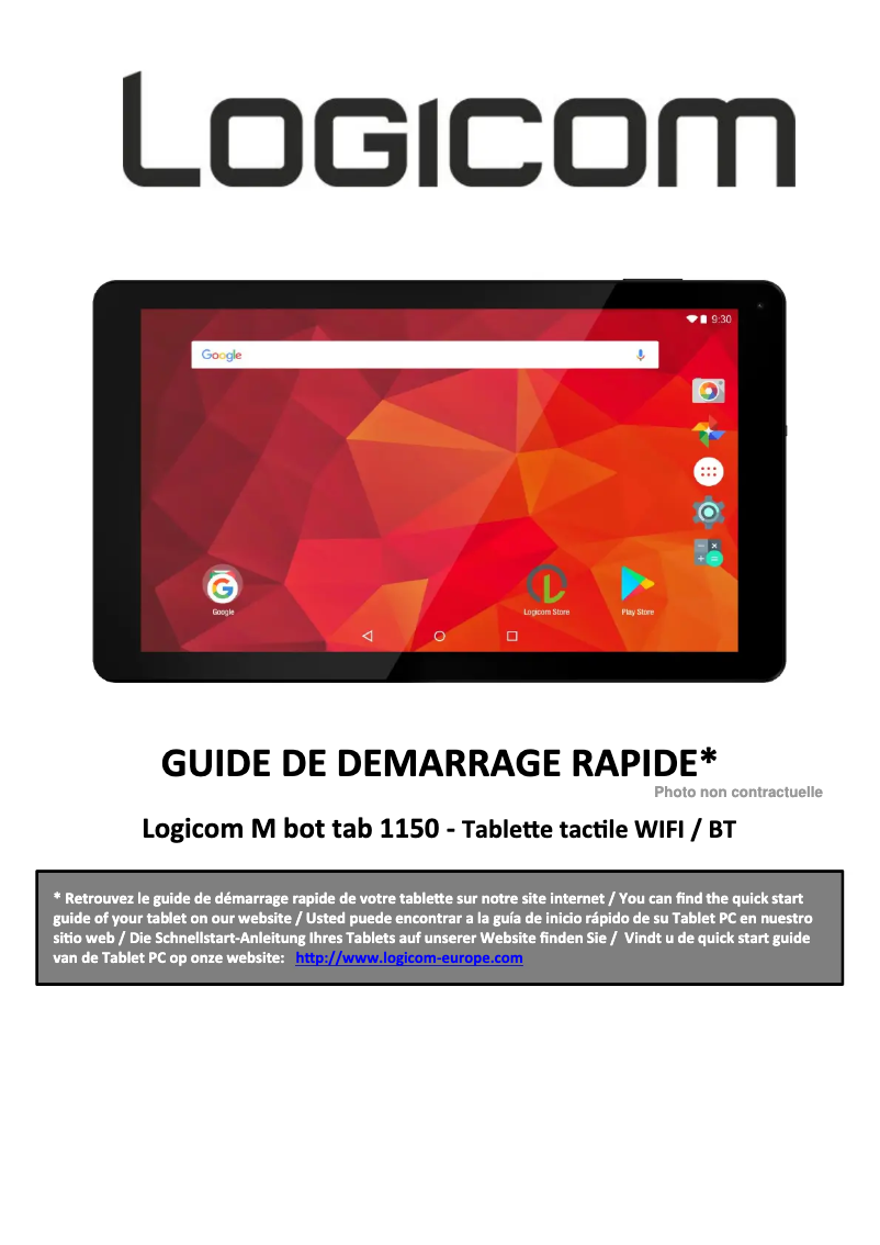 Page 1 de la notice Manuel utilisateur Logicom M Bot Tab 1150