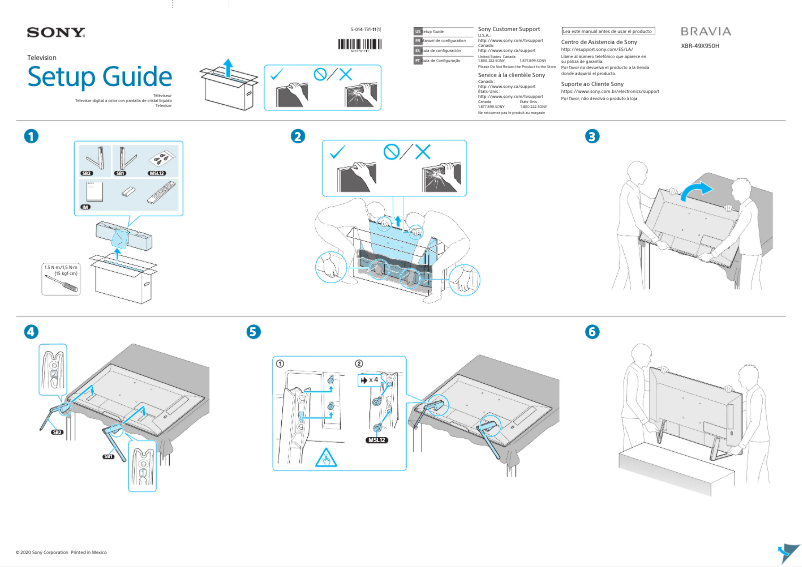 Página 1 del manual Guía de instalación Sony Bravia XBR-49X950H