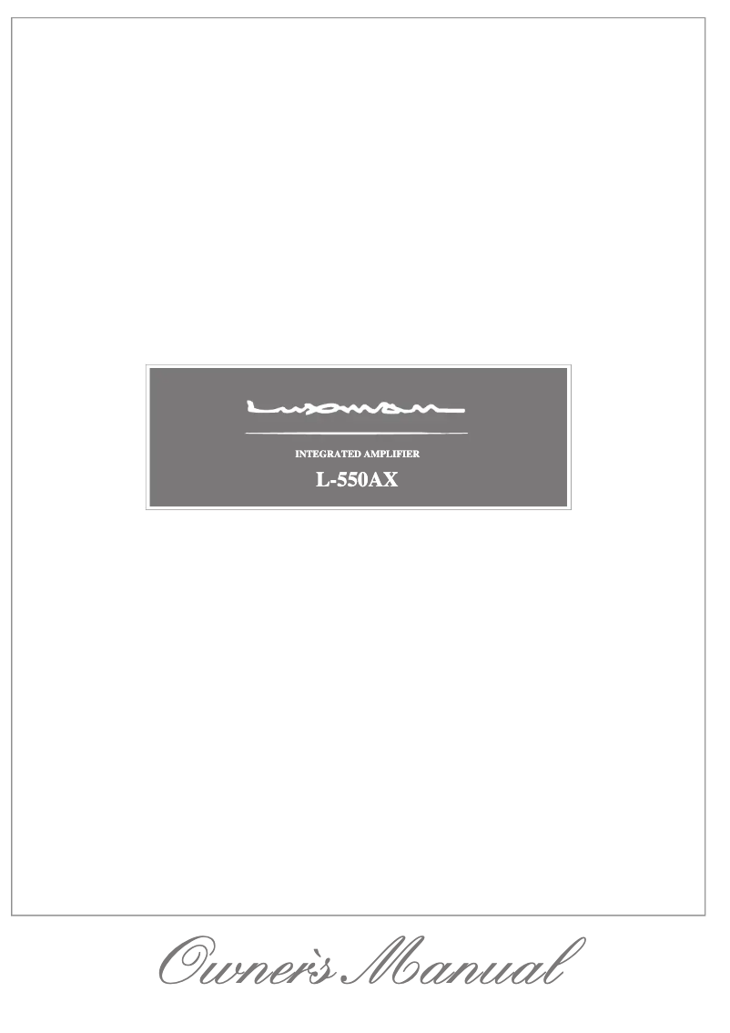 Page n°1 - Manuel utilisateur Luxman L-550AX
