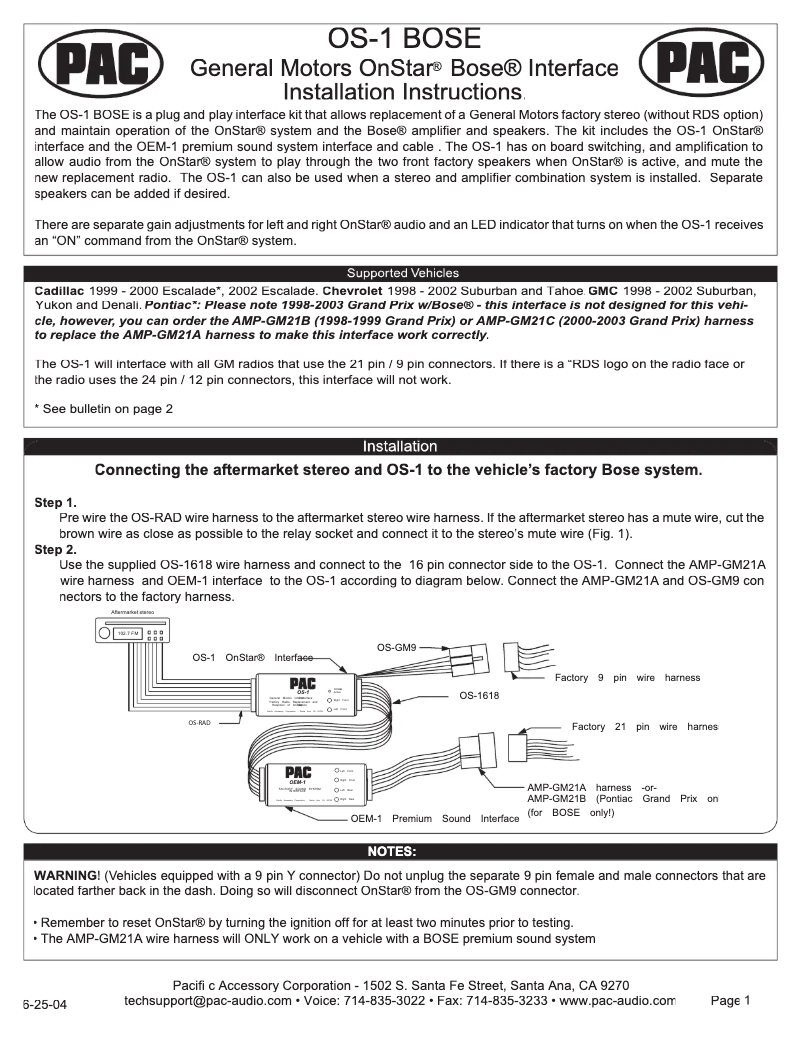 Imagen de la primera página del manual del dispositivo OS-1 BOSE