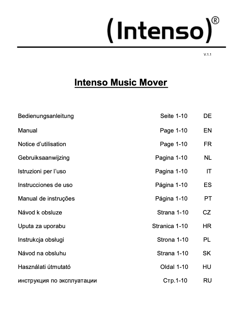 Image de la première page du manuel de l'appareil Music Mover