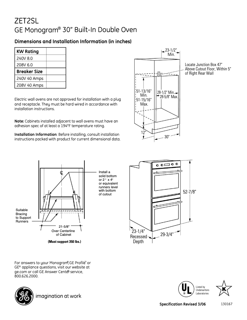 Page n°1 - Fiche technique GE ZET2SLSS