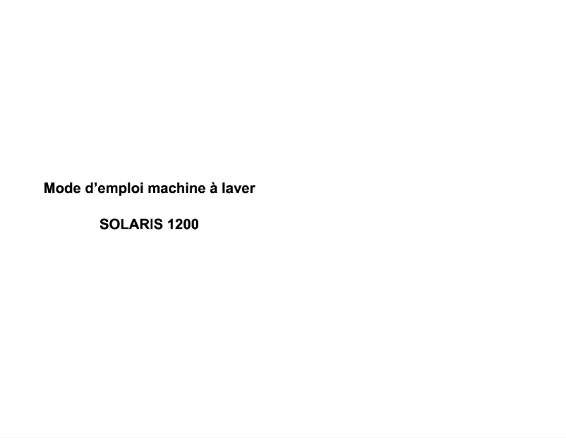 Image de la première page du manuel de l'appareil SOLARIS 1200