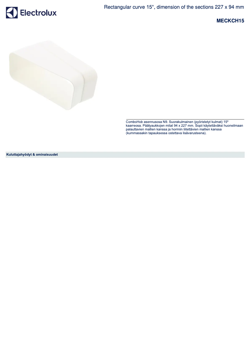 Page 1 de la notice Fiche technique AEG MECKCH15