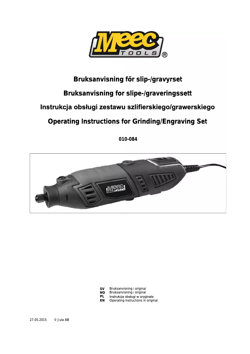 Image de la première page du manuel de l'appareil 010-084