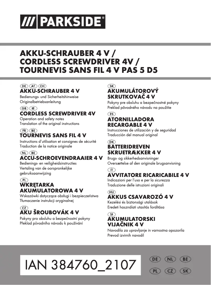 Page n°1 - Manuel utilisateur Parkside HG07075