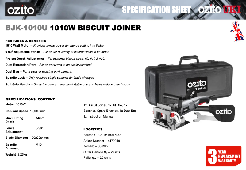 Image de la première page du manuel de l'appareil BJK-1010U