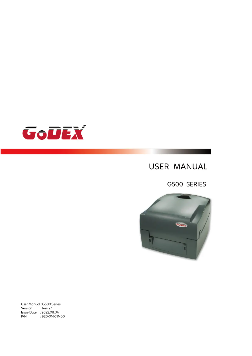 Page n°1 - Manuel utilisateur Godex G500