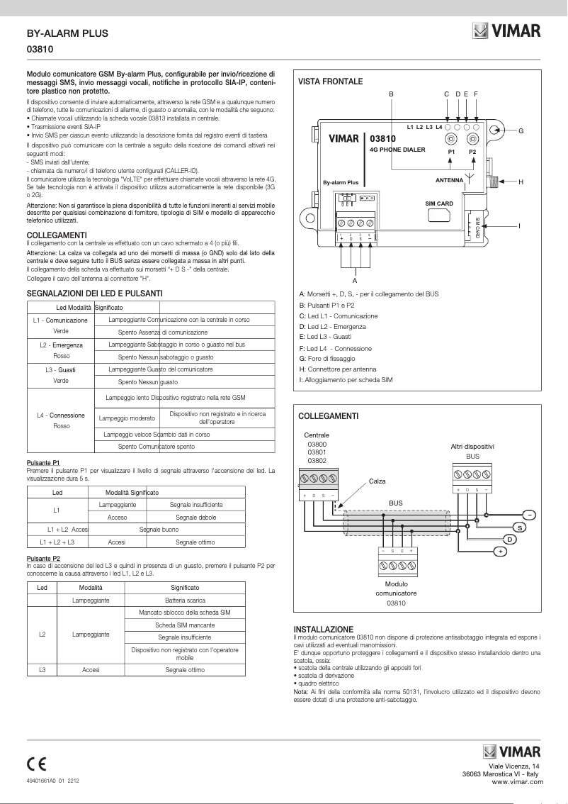 Page n°1 - Instructions / montage Vimar 03810