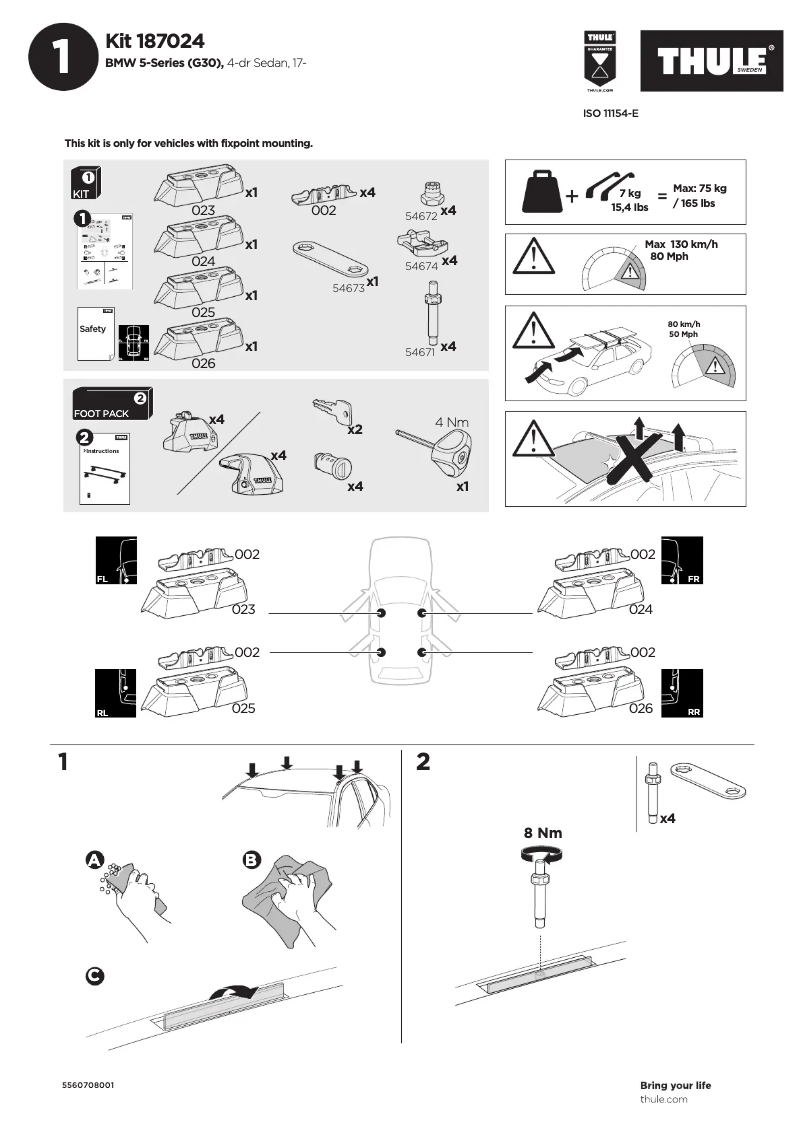 Página 1 del manual Manual de usuario Thule Kit 187024
