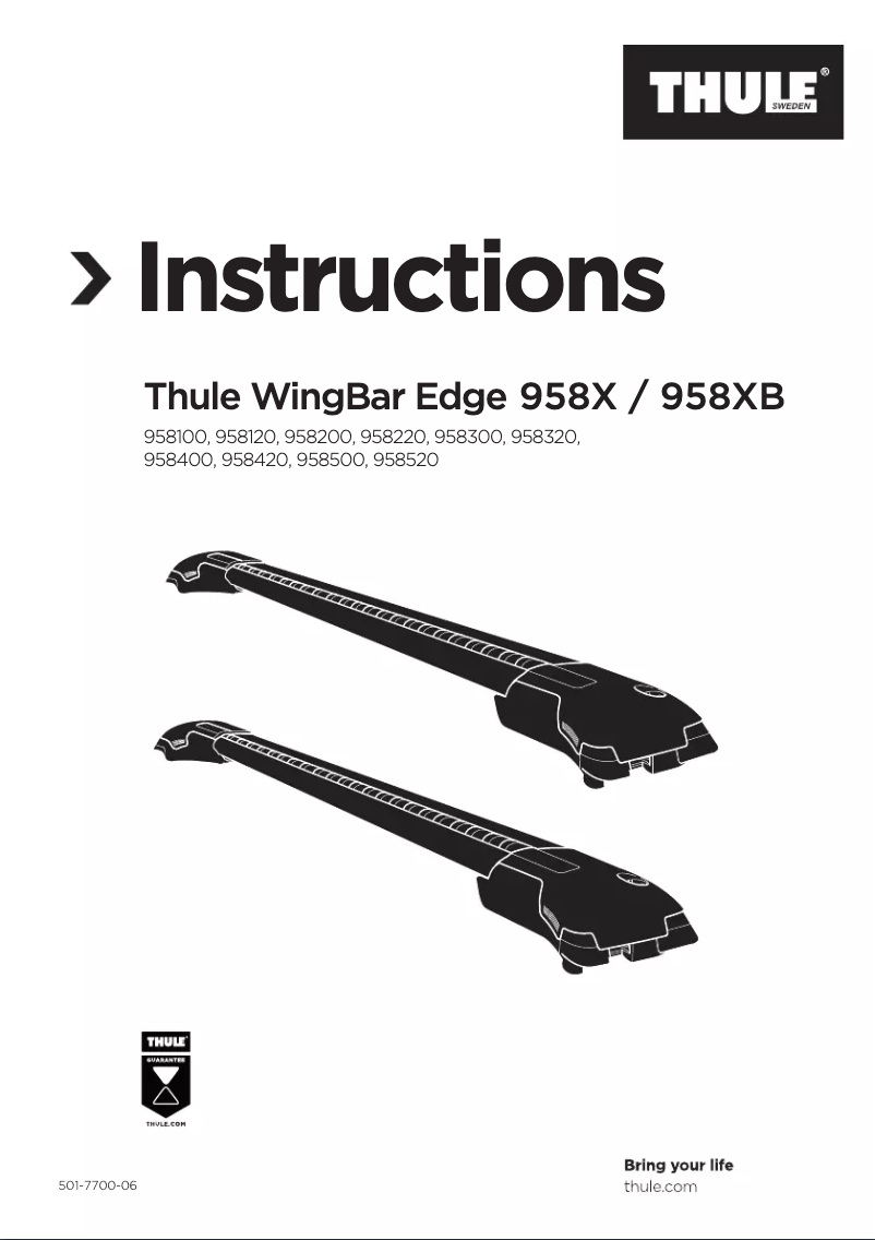 Page 1 de la notice Manuel utilisateur Thule WingBar Edge 9583