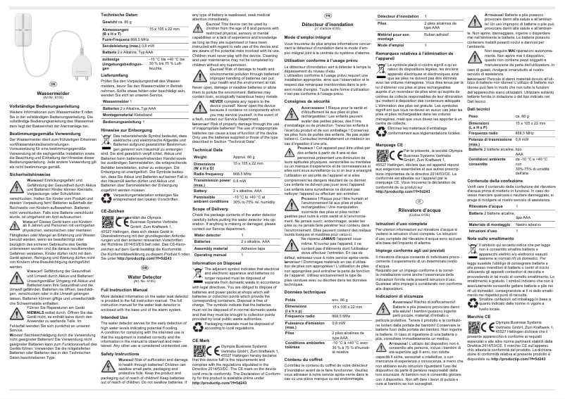 Page 1 de la notice Manuel utilisateur Olympia 6105