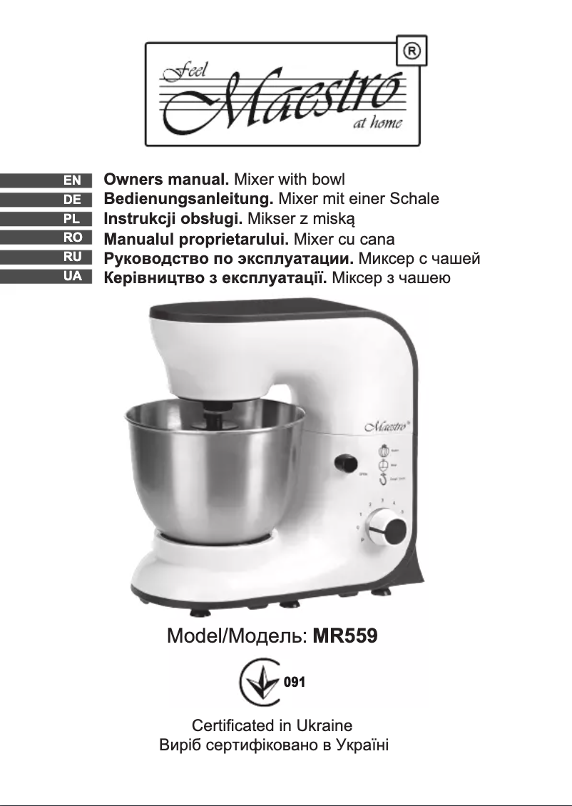 Page 1 de la notice Manuel utilisateur Maestro MR559