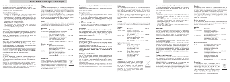 Page 1 de la notice Manuel utilisateur Beyerdynamic TG 534