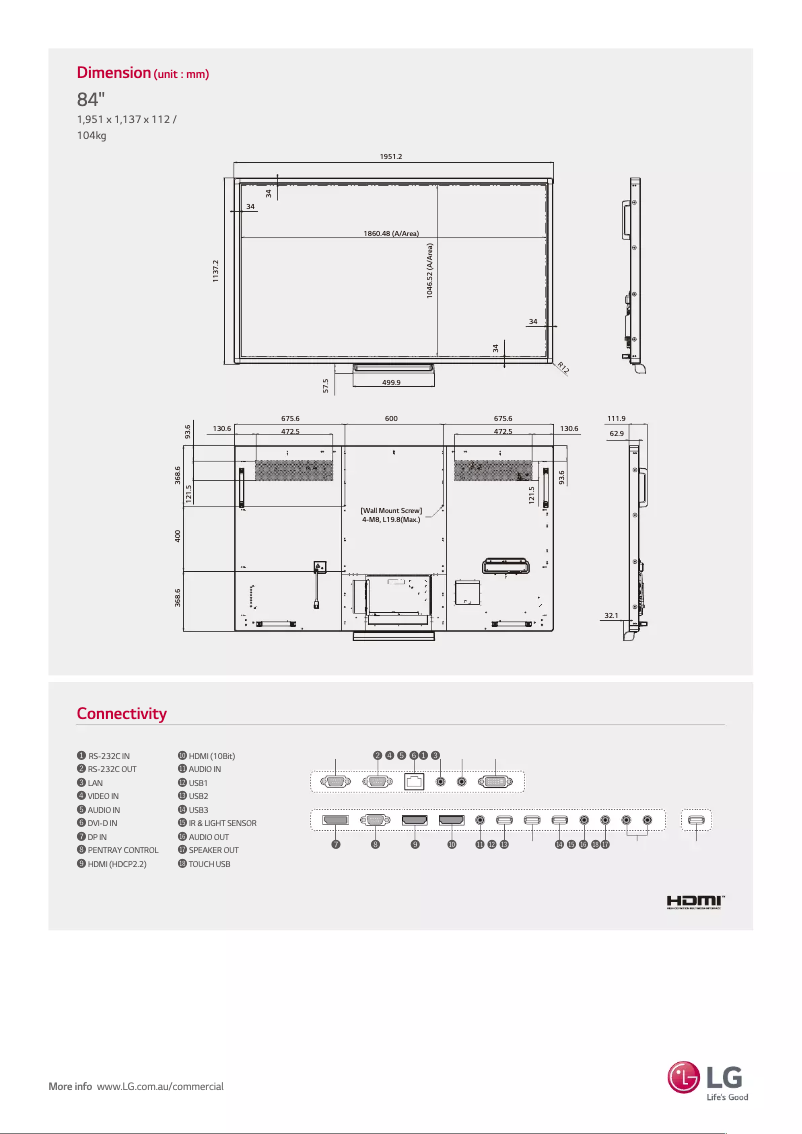 Página 1 del manual Ficha técnica LG 84TR3B