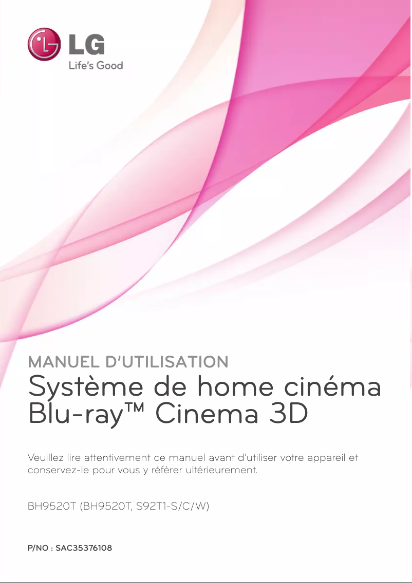 Page 1 de la notice Manuel utilisateur LG BH9520T