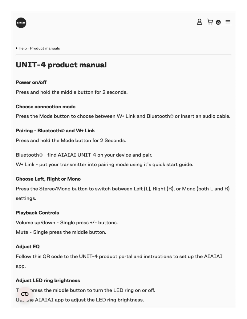 Image de la première page du manuel de l'appareil UNIT-4 Wireless+