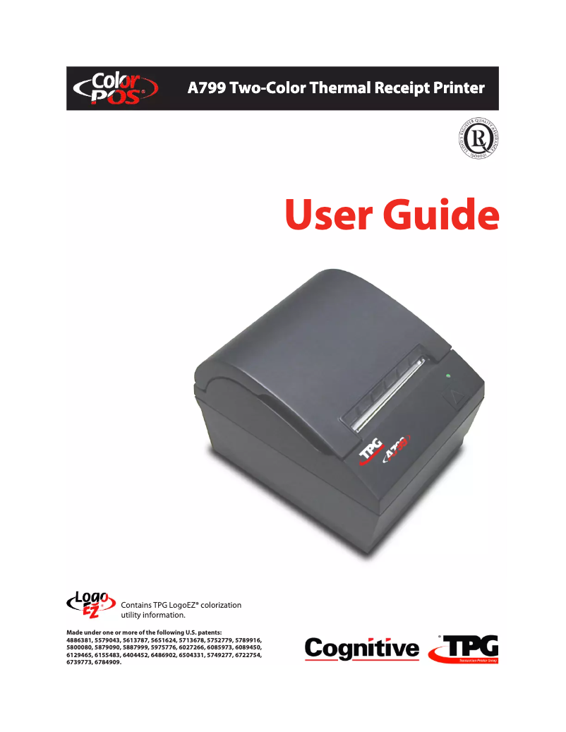 Page n°1 - Manuel utilisateur Cognitive TPG A799
