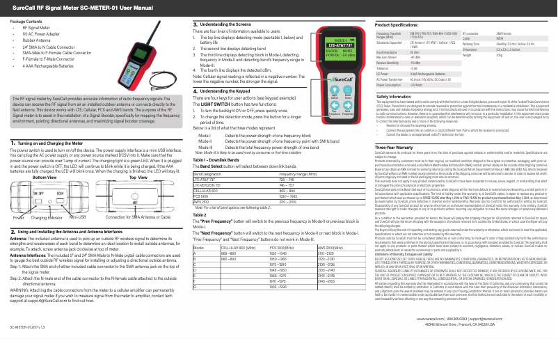 Page 1 de la notice Manuel utilisateur SureCall SC-METER-01