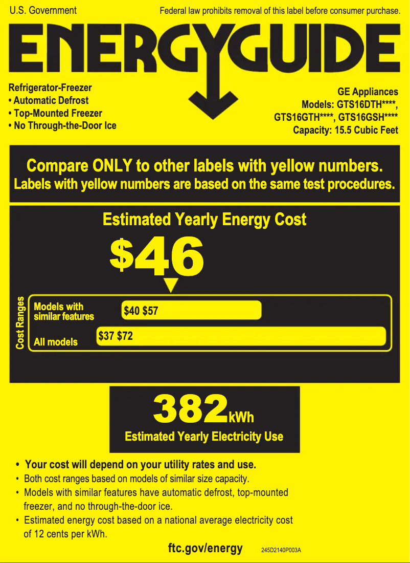 First page image of the manual for GTS16GTHWW