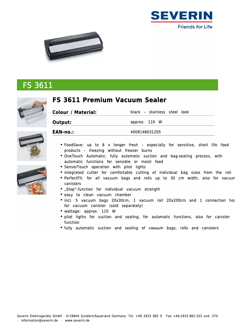 Image de la première page du manuel de l'appareil FS 3611