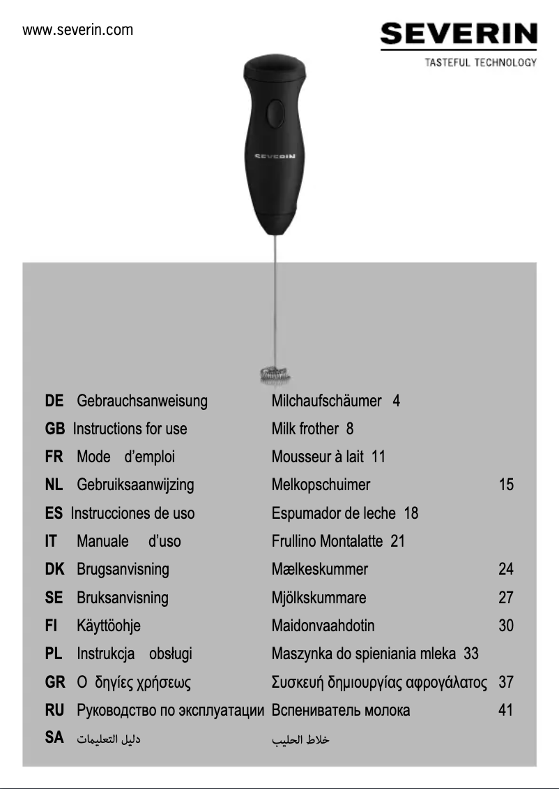 Page 1 de la notice Manuel utilisateur Severin SM 3593