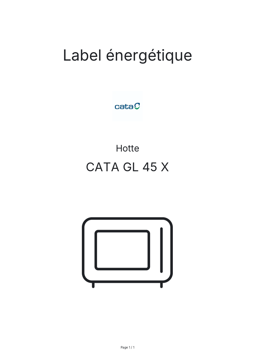 Page n°1 - Label énergétique CATA GL 45 X