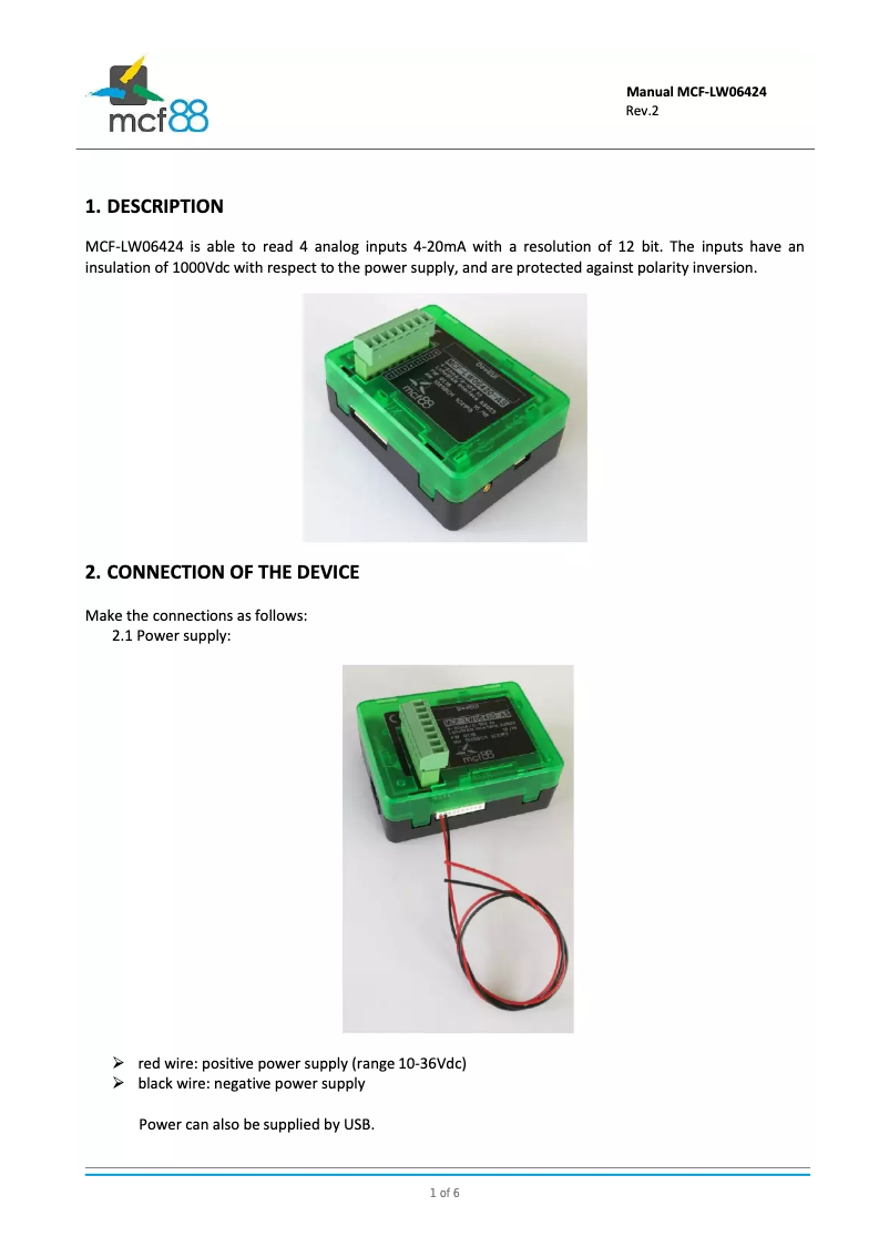 Page 1 de la notice Manuel utilisateur MCF88 MCF-LW06424